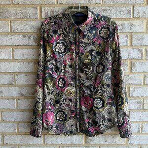 Georg Roth Los Angeles 100% Cotton Long Sleeve Multicolor Floral Shirt Size S